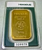 100 Gramm Goldbarren Heraeus***